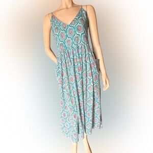 Elegant Floral Maxi Dress in Teal and Coral